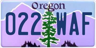 OR license plate 022WAF