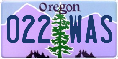 OR license plate 022WAS