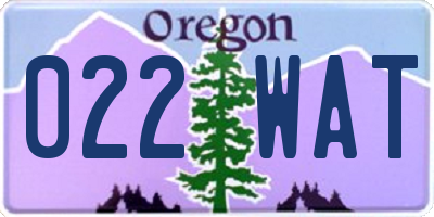 OR license plate 022WAT