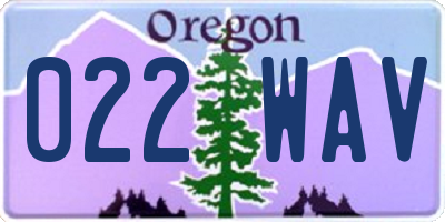 OR license plate 022WAV