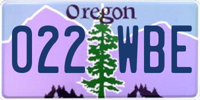 OR license plate 022WBE