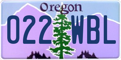 OR license plate 022WBL