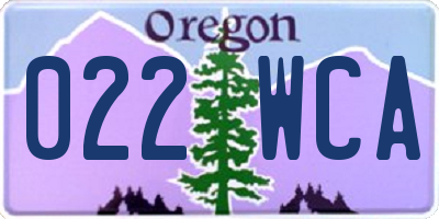 OR license plate 022WCA