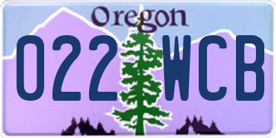 OR license plate 022WCB