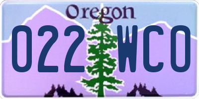 OR license plate 022WCO