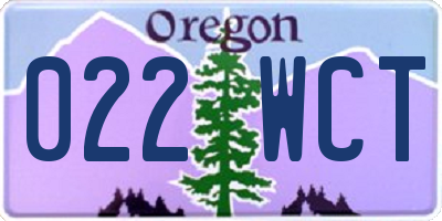 OR license plate 022WCT