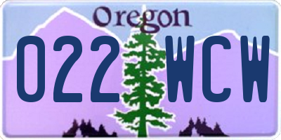 OR license plate 022WCW