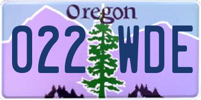 OR license plate 022WDE