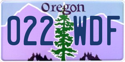 OR license plate 022WDF