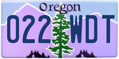 OR license plate 022WDT