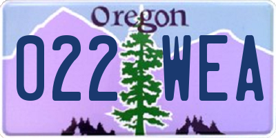 OR license plate 022WEA
