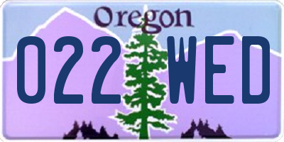OR license plate 022WED