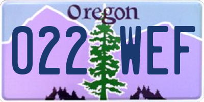 OR license plate 022WEF