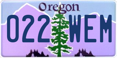 OR license plate 022WEM