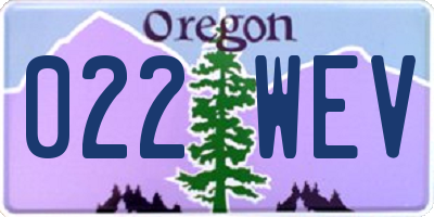 OR license plate 022WEV