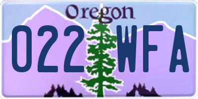 OR license plate 022WFA