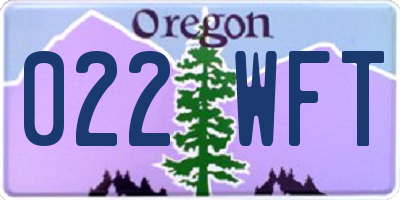 OR license plate 022WFT
