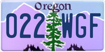 OR license plate 022WGF