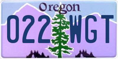 OR license plate 022WGT