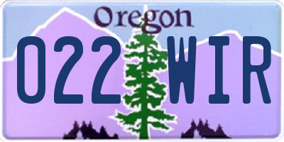 OR license plate 022WIR