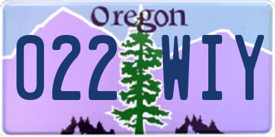 OR license plate 022WIY