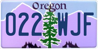 OR license plate 022WJF