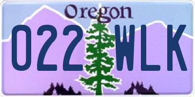 OR license plate 022WLK