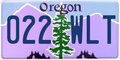 OR license plate 022WLT