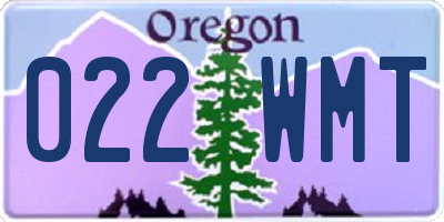 OR license plate 022WMT