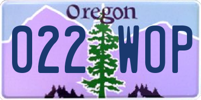 OR license plate 022WOP