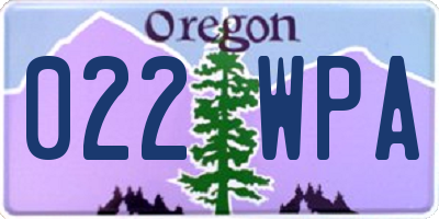 OR license plate 022WPA