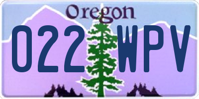 OR license plate 022WPV