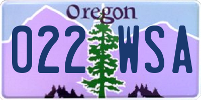 OR license plate 022WSA