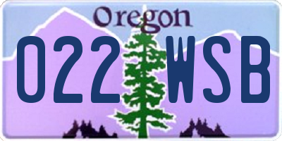 OR license plate 022WSB
