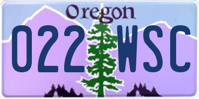 OR license plate 022WSC
