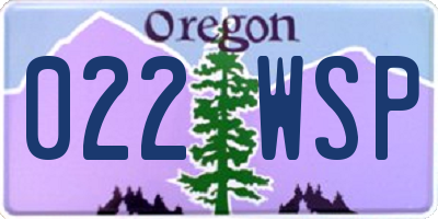 OR license plate 022WSP