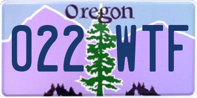 OR license plate 022WTF