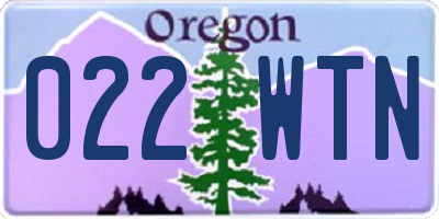 OR license plate 022WTN