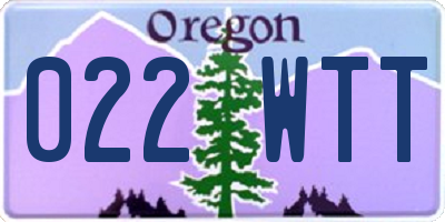 OR license plate 022WTT