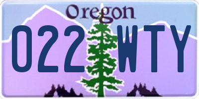 OR license plate 022WTY