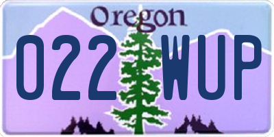 OR license plate 022WUP