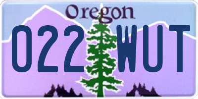 OR license plate 022WUT