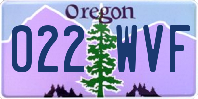 OR license plate 022WVF