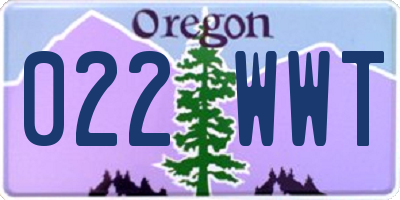 OR license plate 022WWT