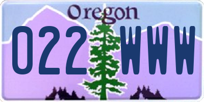 OR license plate 022WWW
