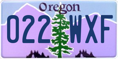 OR license plate 022WXF