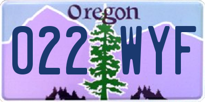 OR license plate 022WYF