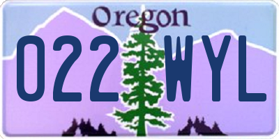 OR license plate 022WYL