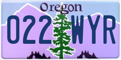 OR license plate 022WYR