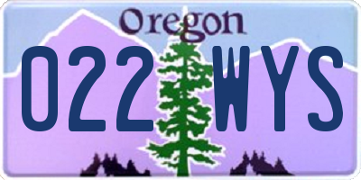 OR license plate 022WYS